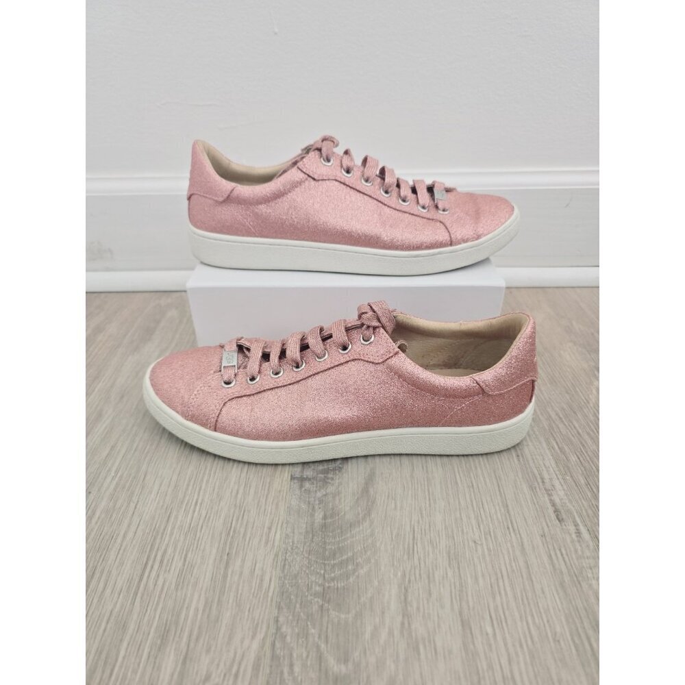 Ugg Milo Pink Glitter Lace Up Low Top Sparkle Sneaker Shoes Womens Size 10